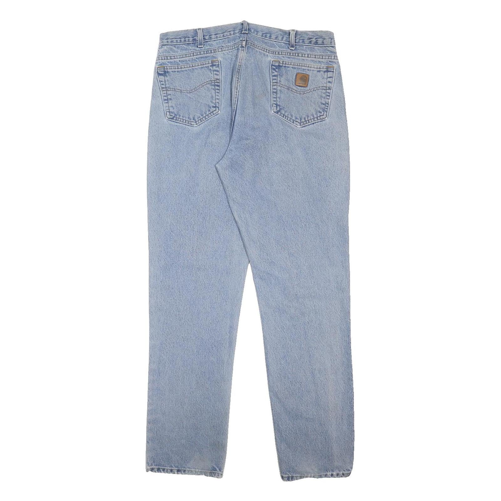 CARHARTT Mens Jeans Light Blue Regular Straight Denim W38 L33 Workwear Zip