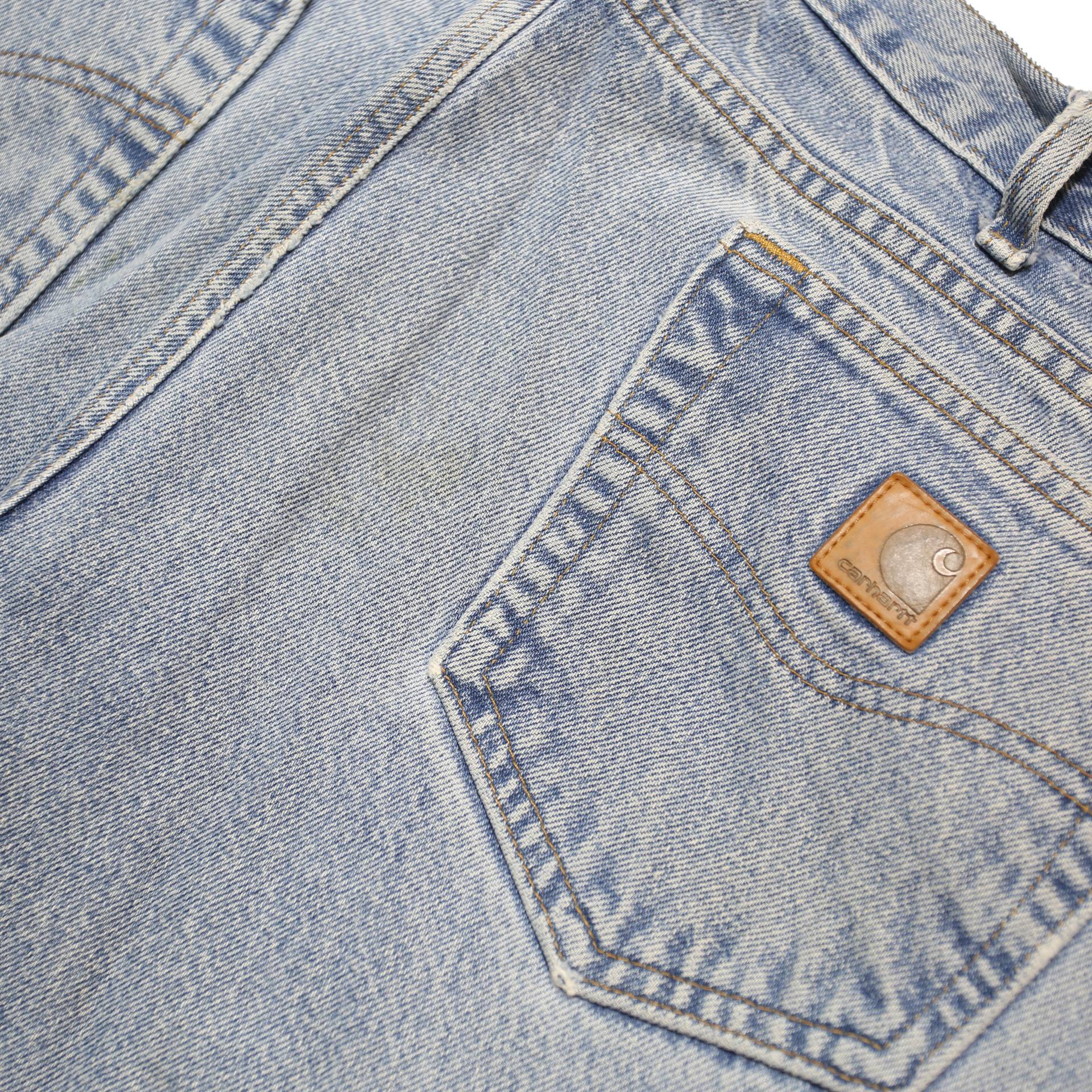 CARHARTT Mens Jeans Light Blue Regular Straight Denim W38 L33 Workwear Zip