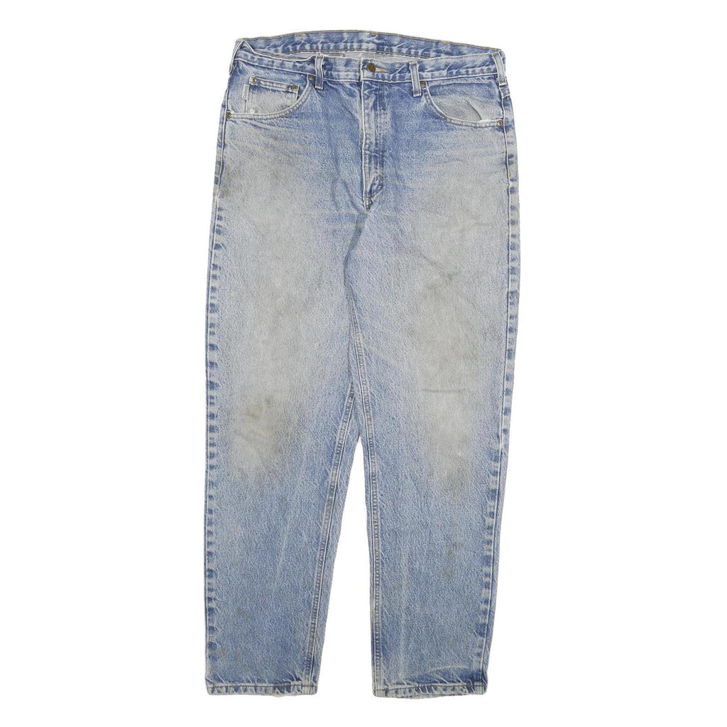 CARHARTT Mens Relaxed Light Denim Cotton Blend Zip Jeans W36 L32 Workwear