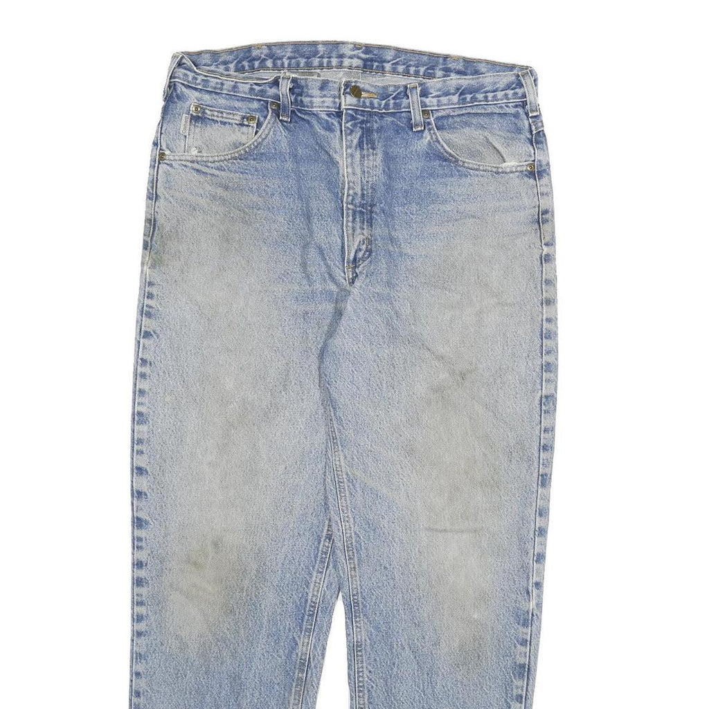 CARHARTT Mens Relaxed Light Denim Cotton Blend Zip Jeans W36 L32 Workwear