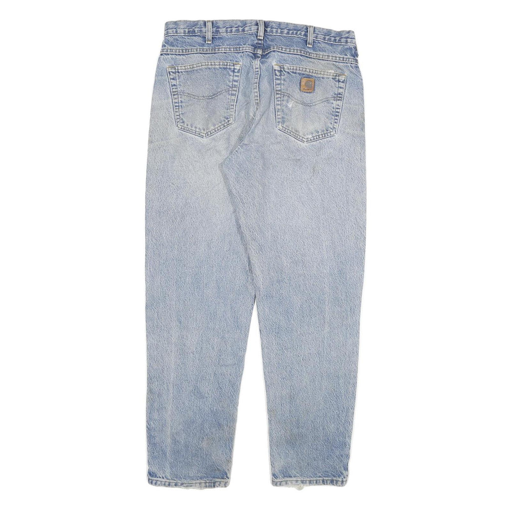 CARHARTT Mens Relaxed Light Denim Cotton Blend Zip Jeans W36 L32 Workwear