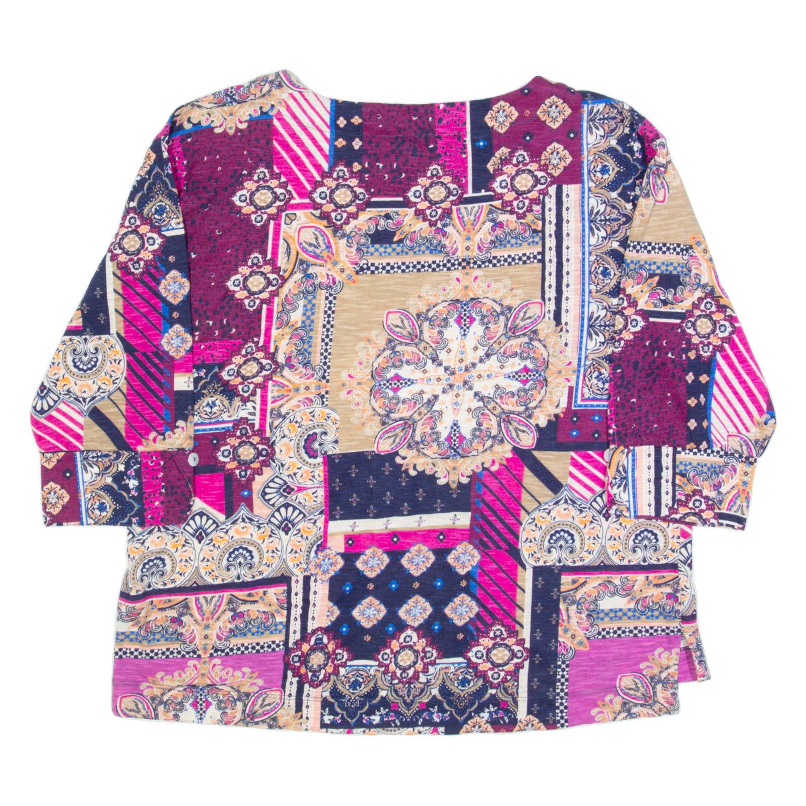 MONSOON Womens Printed Top Pink Long Sleeve Crazy Pattern M