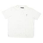 NAUTICA Mens White Short Sleeve Plain Polo Shirt L Cotton Blend Casual Classic