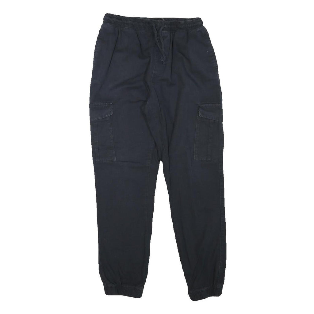 BRAVE SOUL Mens Cotton Blend Navy Relaxed Cargo Drawstring W26 L28 Trousers