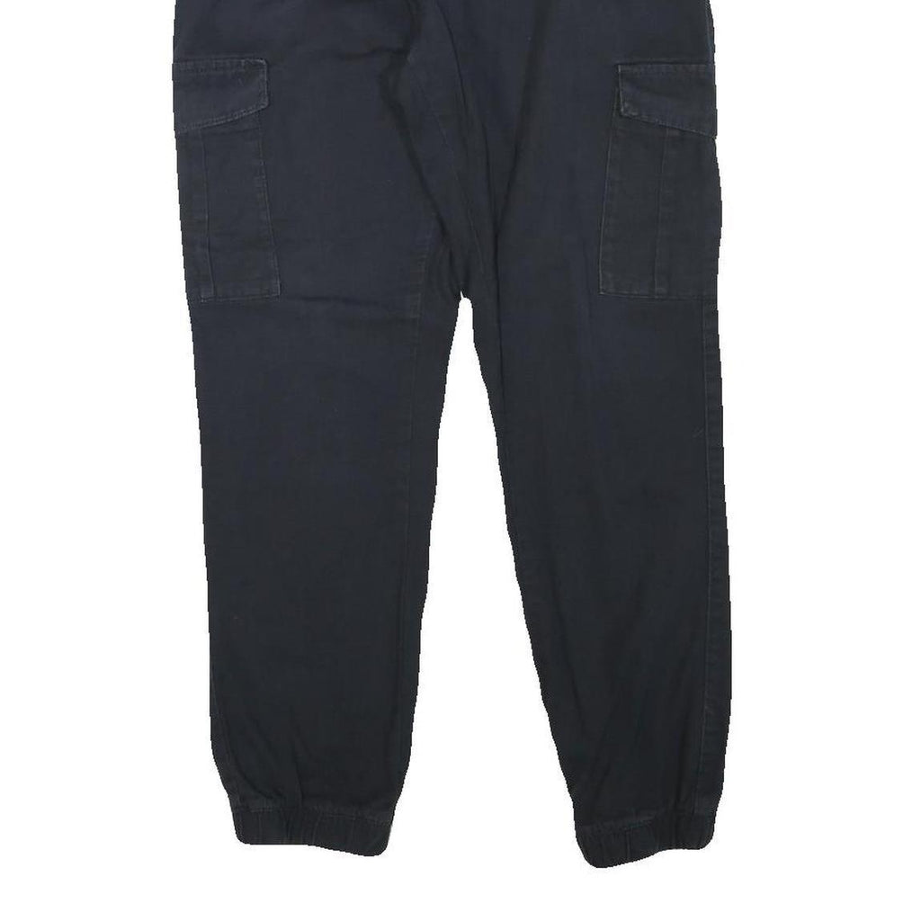 BRAVE SOUL Mens Cotton Blend Navy Relaxed Cargo Drawstring W26 L28 Trousers