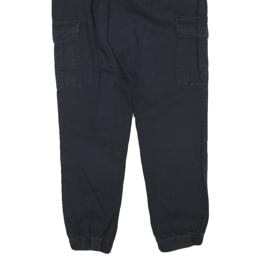 BRAVE SOUL Mens Cotton Blend Navy Relaxed Cargo Drawstring W26 L28 Trousers