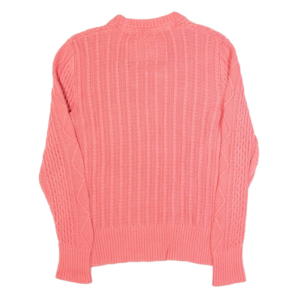 SUPERDRY Womens Jumper Pink Cable Knit XS
