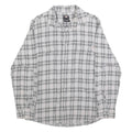 DICKIES Mens White & Grey Checked Cotton Blend Shirt M Workwear Casual