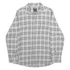 DICKIES Mens White & Grey Checked Cotton Blend Shirt M Workwear Casual