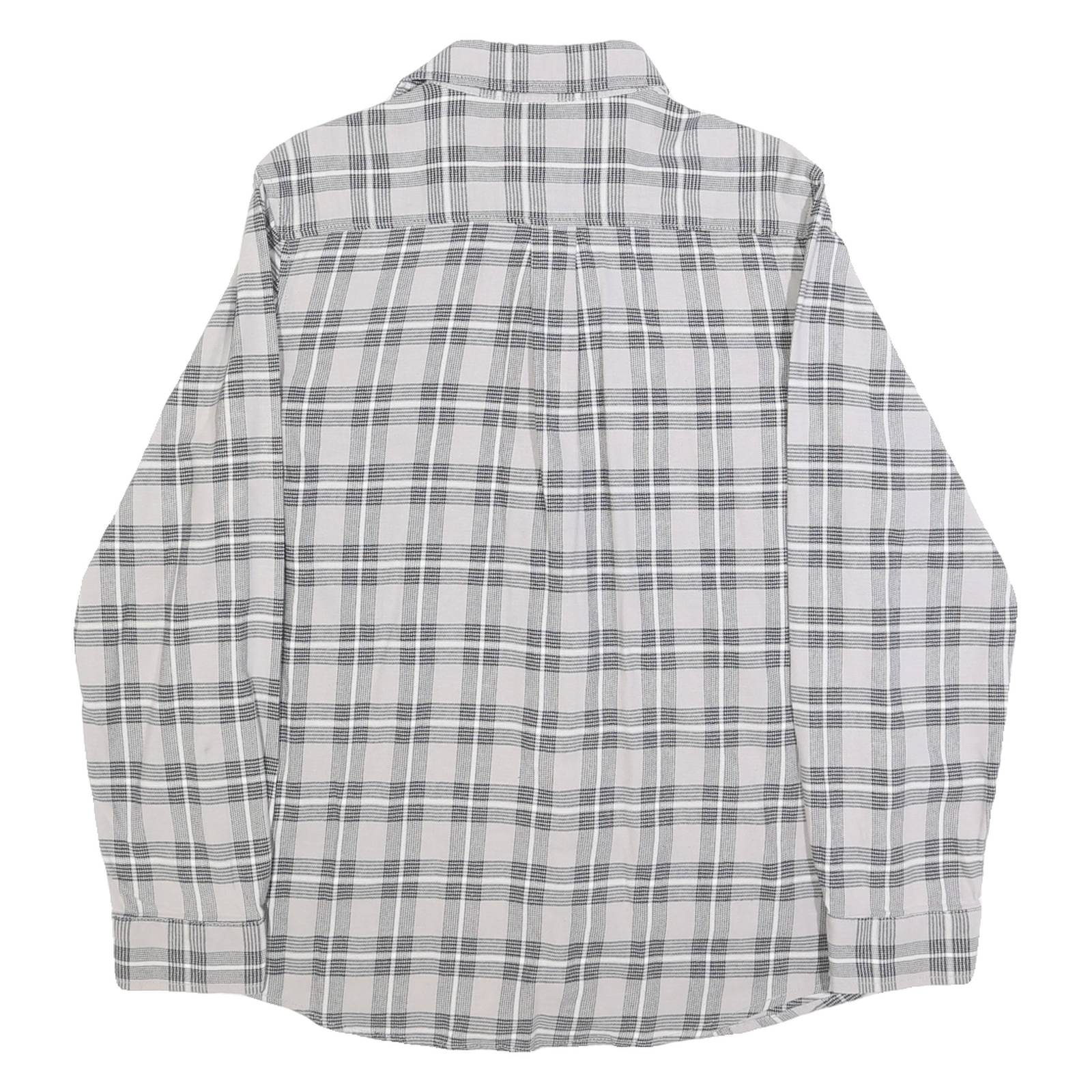 DICKIES Mens White & Grey Checked Cotton Blend Shirt M Workwear Casual