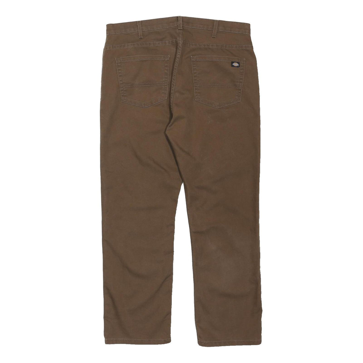DICKIES Mens Regular Fit Brown Cotton Blend Regular Leg Trousers W38 L30