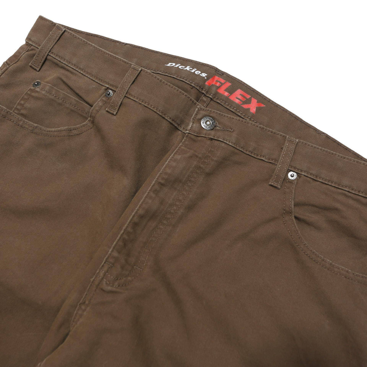 DICKIES Mens Regular Fit Brown Cotton Blend Regular Leg Trousers W38 L30