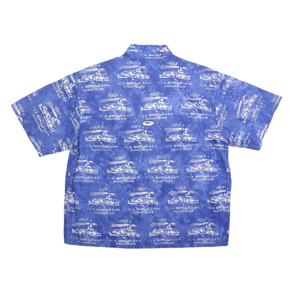 DAYS CATCH Mens Blue & White Pattern Short Sleeve Shirt L Casual Lightweight