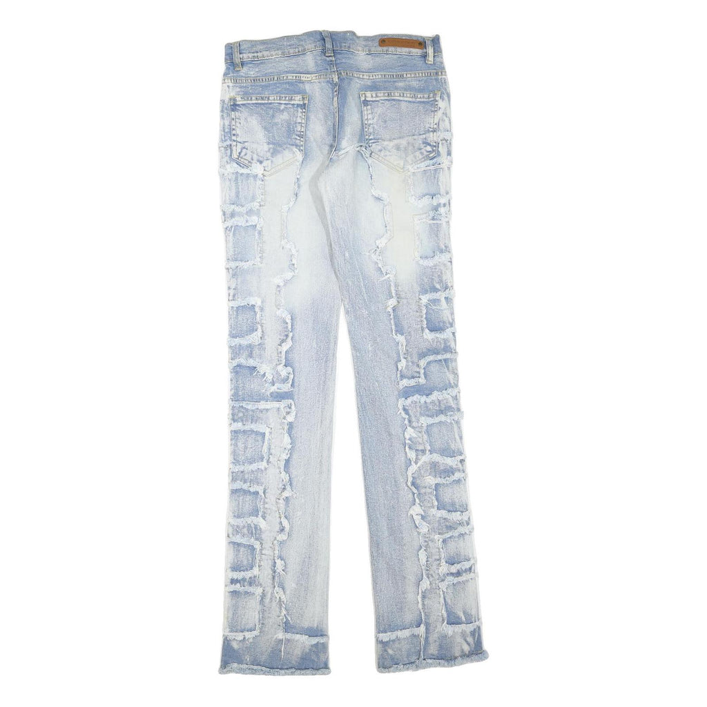 EVOLUTION IN DESIGN Womens Regular Fit Blue Denim Light Wash W30 L35 Frayed Trim