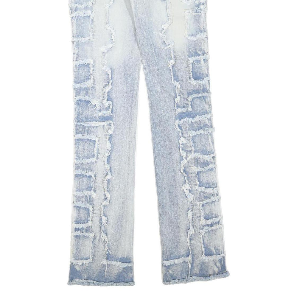 EVOLUTION IN DESIGN Womens Regular Fit Blue Denim Light Wash W30 L35 Frayed Trim