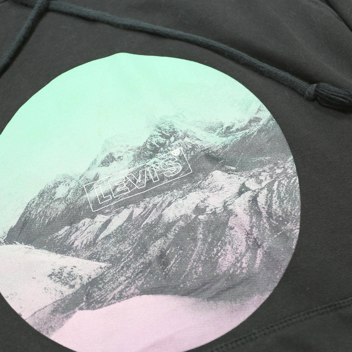 LEVI'S Womens Black Graphic Pullover Hoodie L Cotton Blend Casual Wear