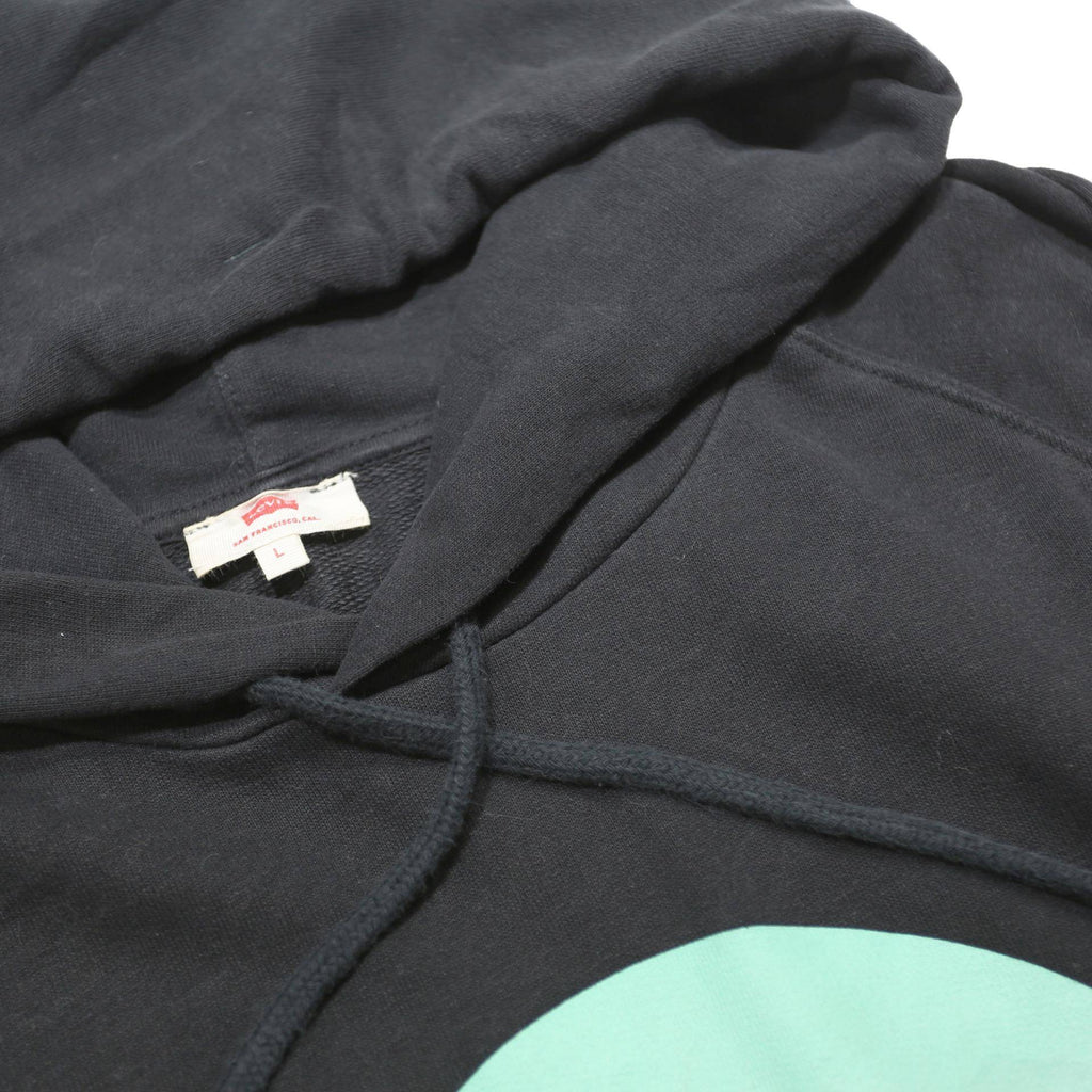 LEVI'S Womens Black Graphic Pullover Hoodie L Cotton Blend Casual Wear