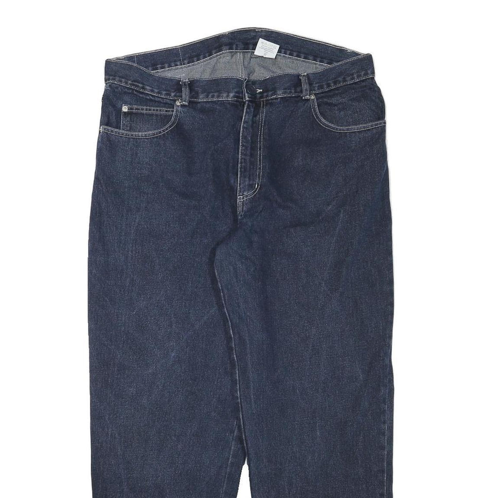 TRACK Mens Relaxed Blue Denim Jeans W38 L30 Zip Cotton Blend Casual Comfort