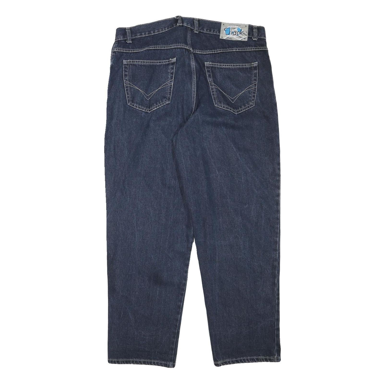 TRACK Mens Relaxed Blue Denim Jeans W38 L30 Zip Cotton Blend Casual Comfort
