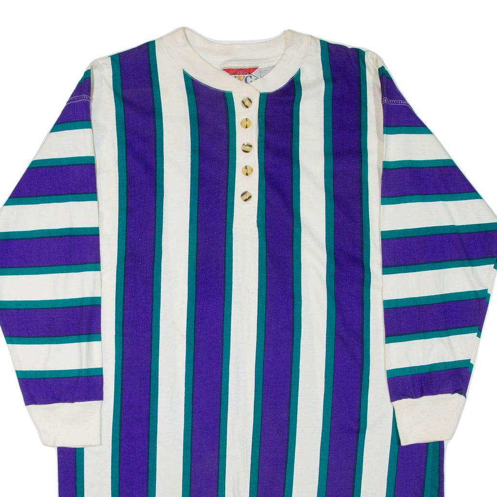 NYC Womens Day Dress Purple Striped Long Sleeve Knee Length M