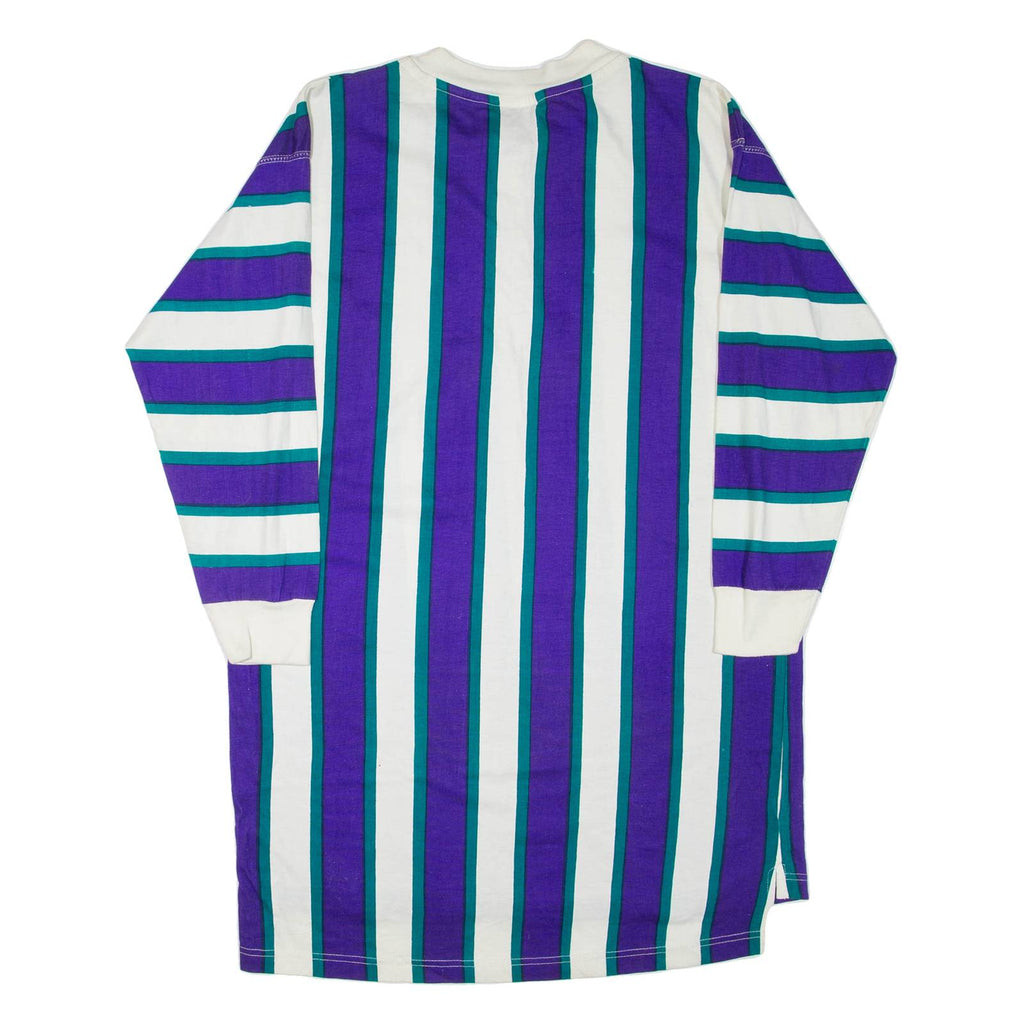 NYC Womens Day Dress Purple Striped Long Sleeve Knee Length M