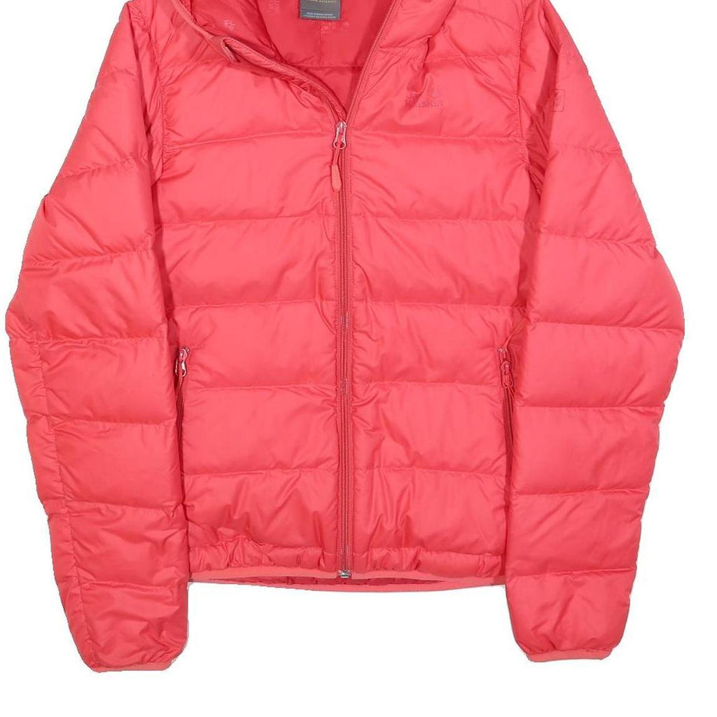 JACK WOLFSKIN Womens Red Puffer Jacket S Hooded Slim Fit Woven Polyester Blend