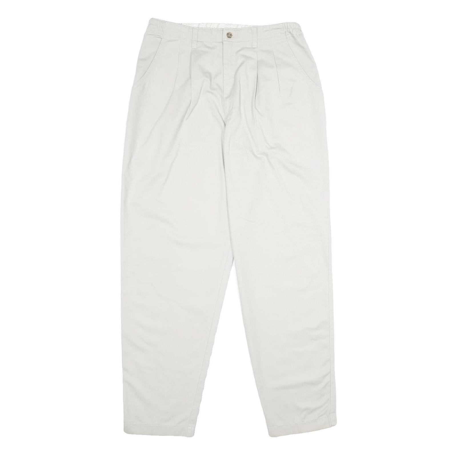 LEE Womens Cotton Blend White Classic Straight Trousers W30 L32 Zip Closure