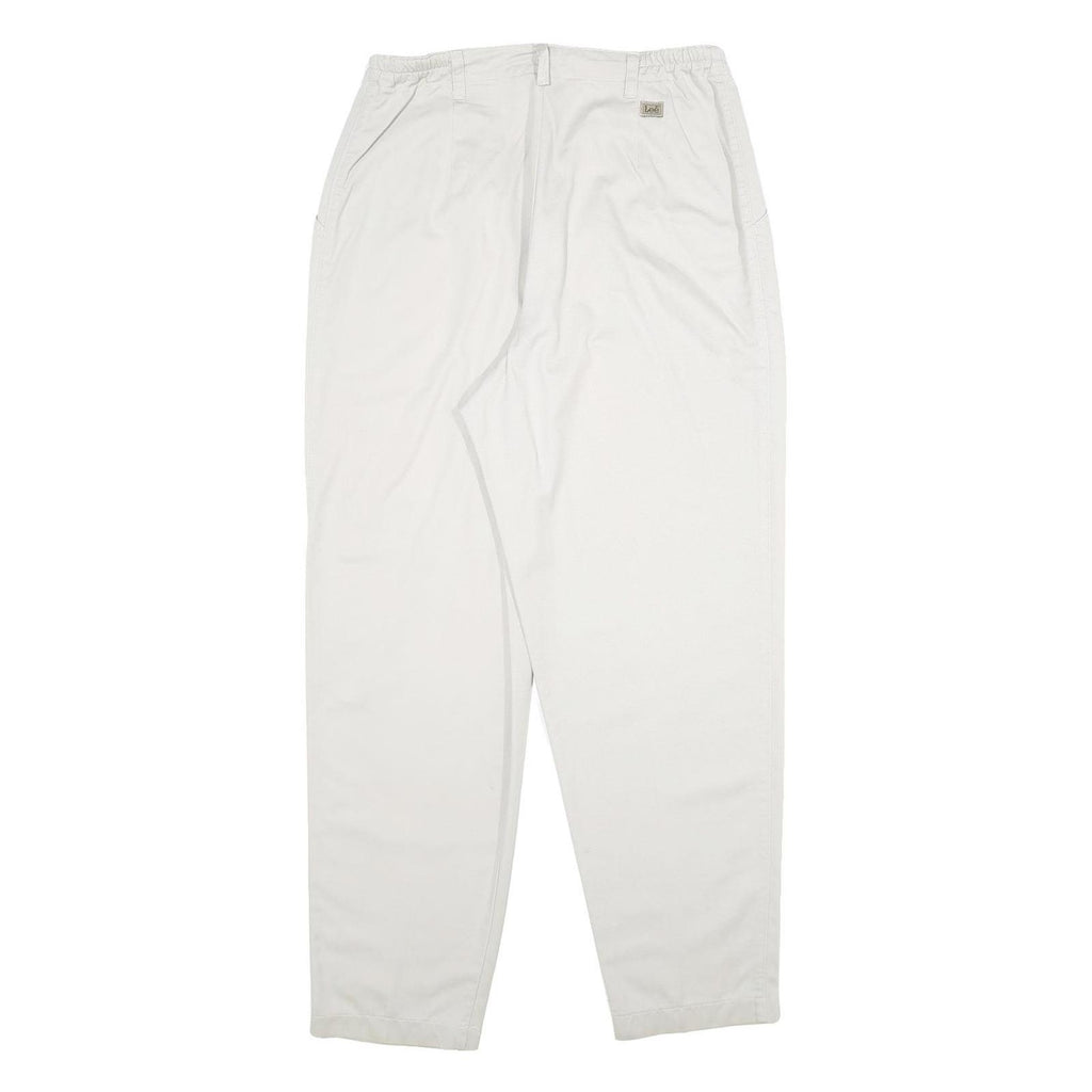 LEE Womens Cotton Blend White Classic Straight Trousers W30 L32 Zip Closure
