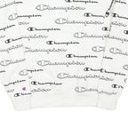 CHAMPION Mens White Cotton Blend Crew Neck Sweatshirt S Printed Logo All Over