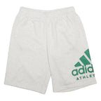 ADIDAS Mens Shorts White Green Logo Casual L W30 Cotton Blend Athletic