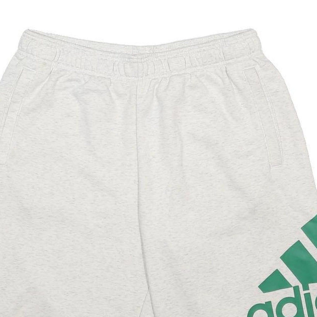 ADIDAS Mens Shorts White Green Logo Casual L W30 Cotton Blend Athletic