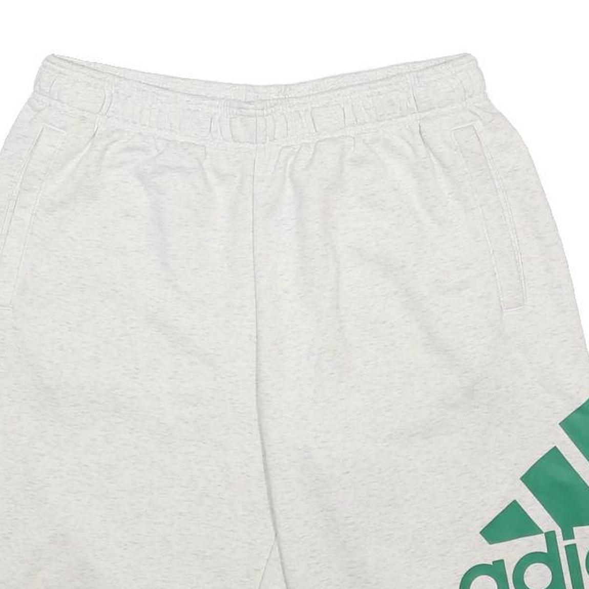ADIDAS Mens Shorts White Green Logo Casual L W30 Cotton Blend Athletic