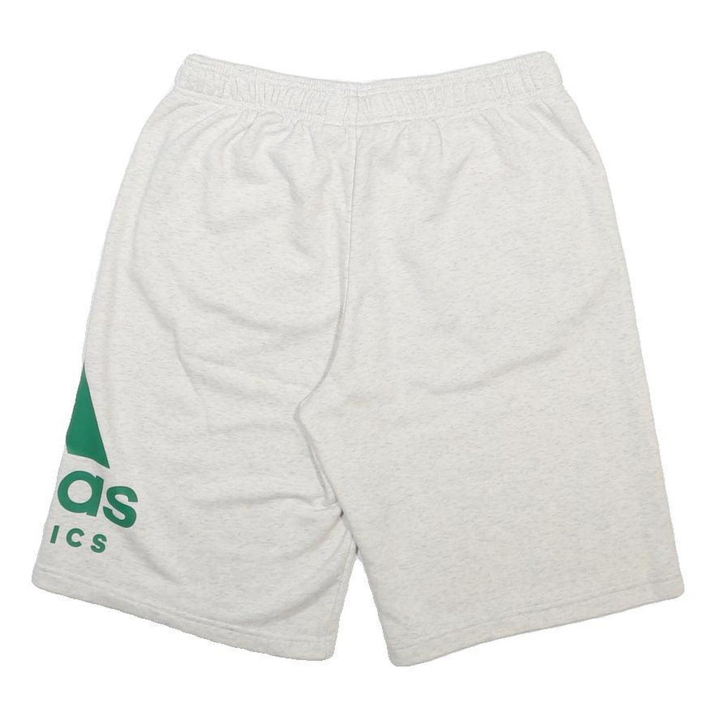 ADIDAS Mens Shorts White Green Logo Casual L W30 Cotton Blend Athletic