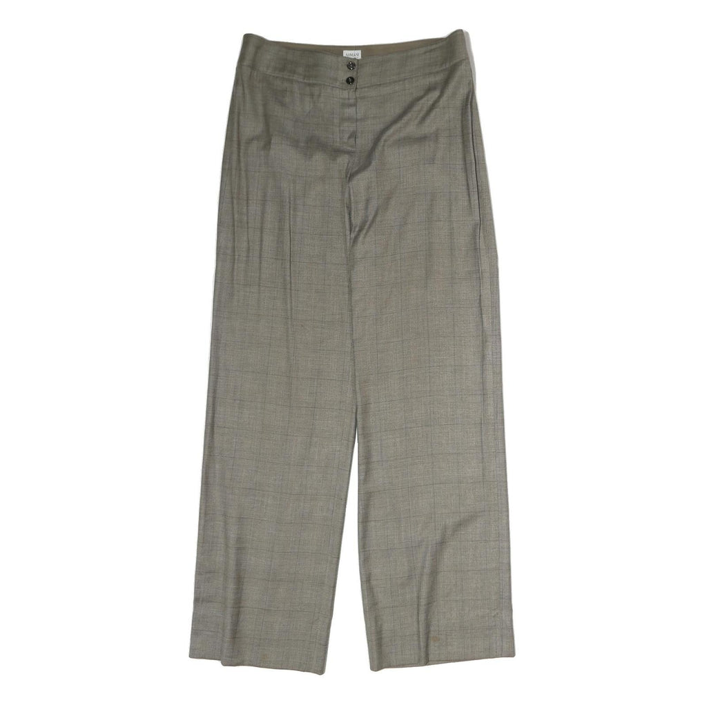 ARMANI COLLEZIONI Womens Cotton Blend Grey Regular Straight Trousers W32 L35
