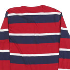 CHAPS Mens Red & Blue Striped Long Sleeve Polo Shirt M Classic Cotton Blend