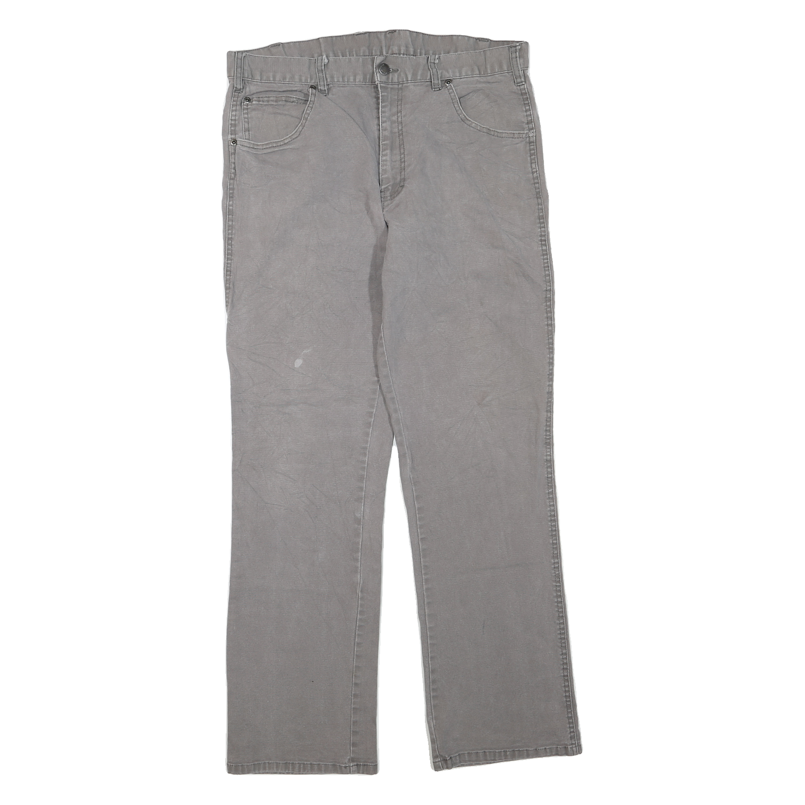 DICKIES Mens Regular Fit Grey Cotton Blend Denim W36 L30 Workwear Zip Jeans