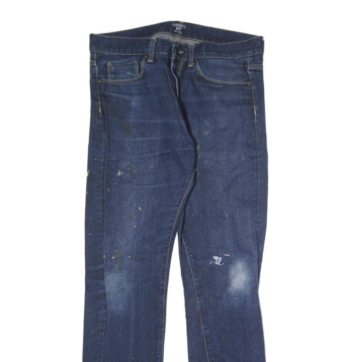 CARHARTT WIP Mens Regular Denim Jeans Blue W32 L32 Casual Zip Pocket