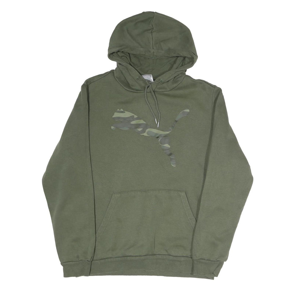 PUMA Mens Green Pullover Hoodie M Camouflage Logo Cotton Casual Sportswear