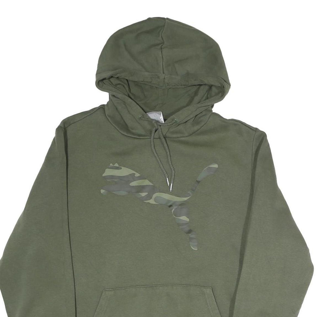PUMA Mens Green Pullover Hoodie M Camouflage Logo Cotton Casual Sportswear