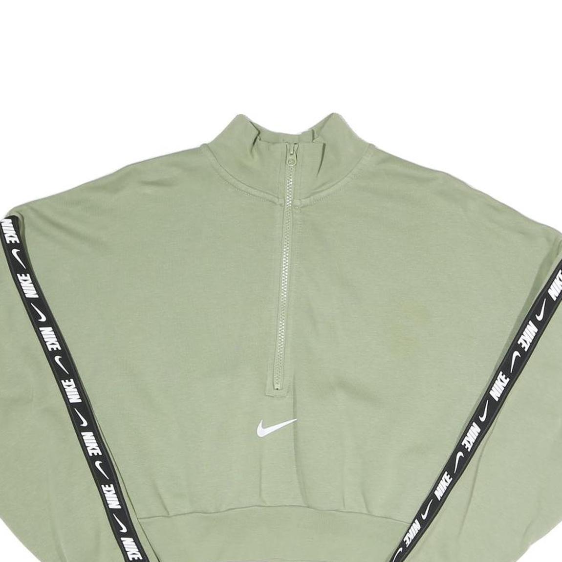 NIKE Womens Green Half Zip XS Crop Sweatshirt Cotton Blend Sportswear