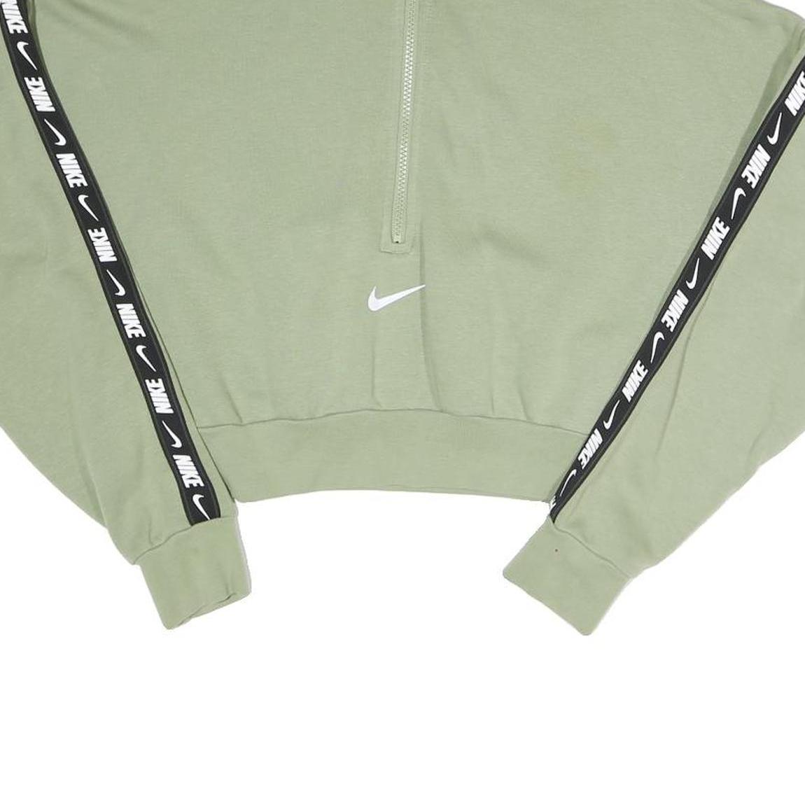 NIKE Womens Green Half Zip XS Crop Sweatshirt Cotton Blend Sportswear