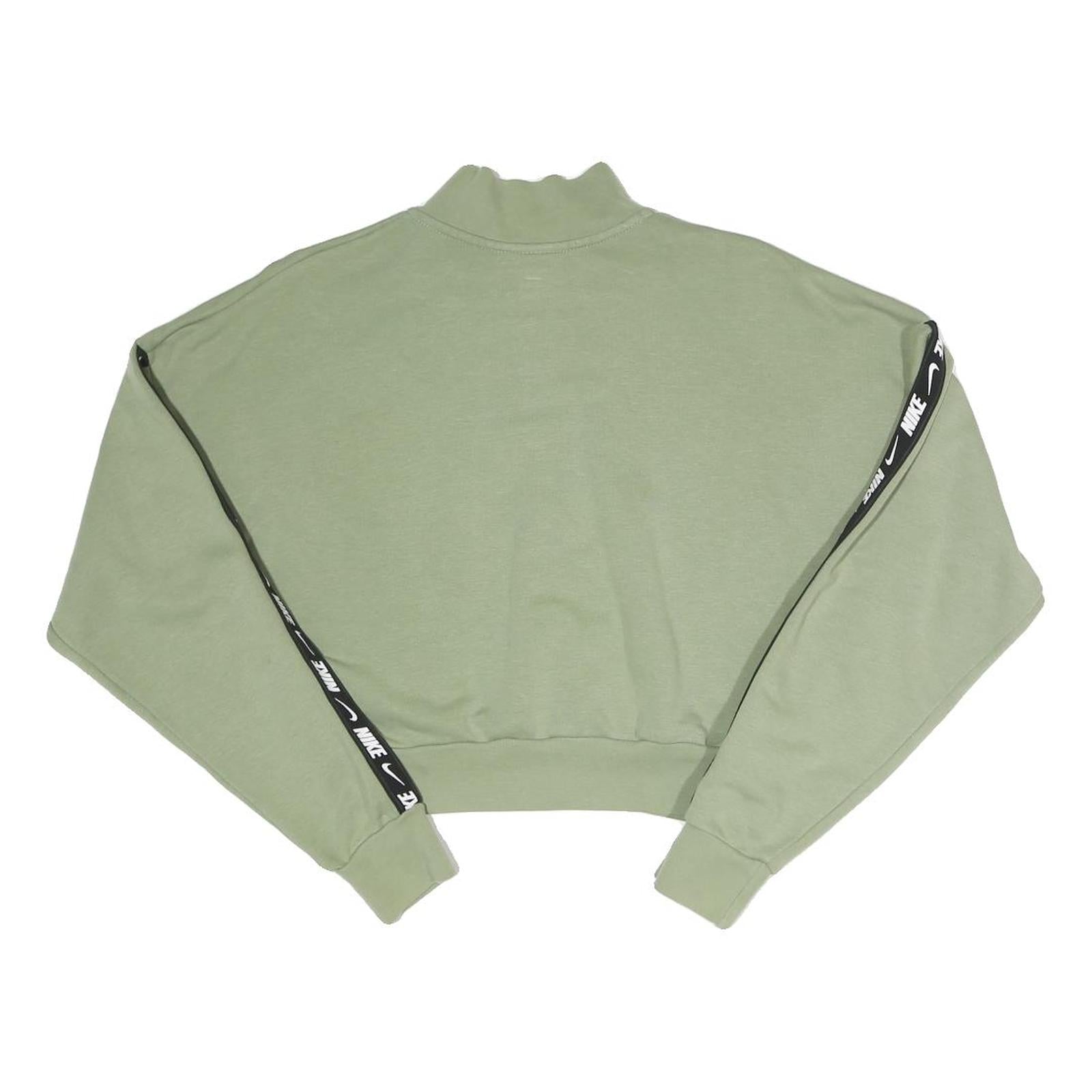 NIKE Womens Green Half Zip XS Crop Sweatshirt Cotton Blend Sportswear
