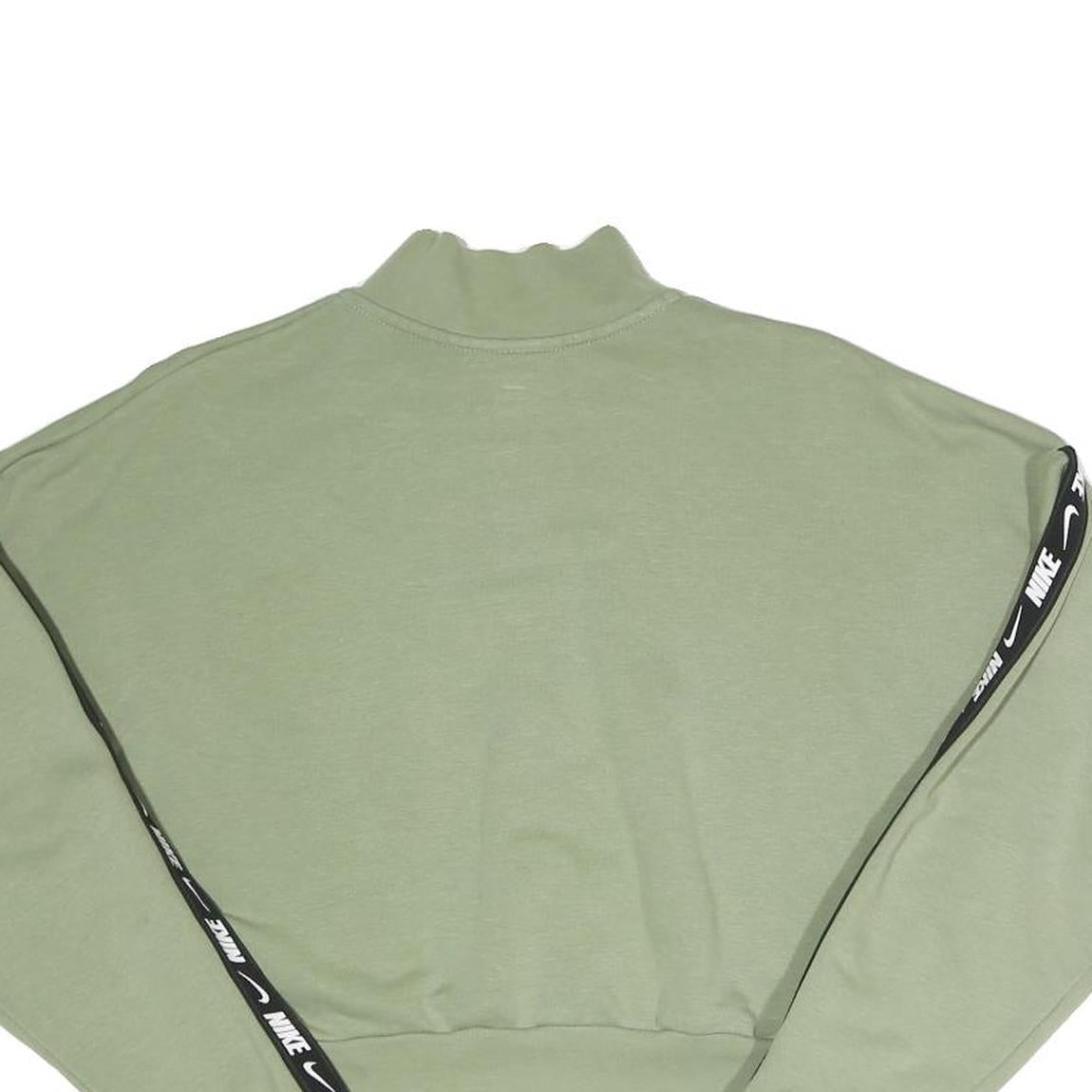 NIKE Womens Green Half Zip XS Crop Sweatshirt Cotton Blend Sportswear