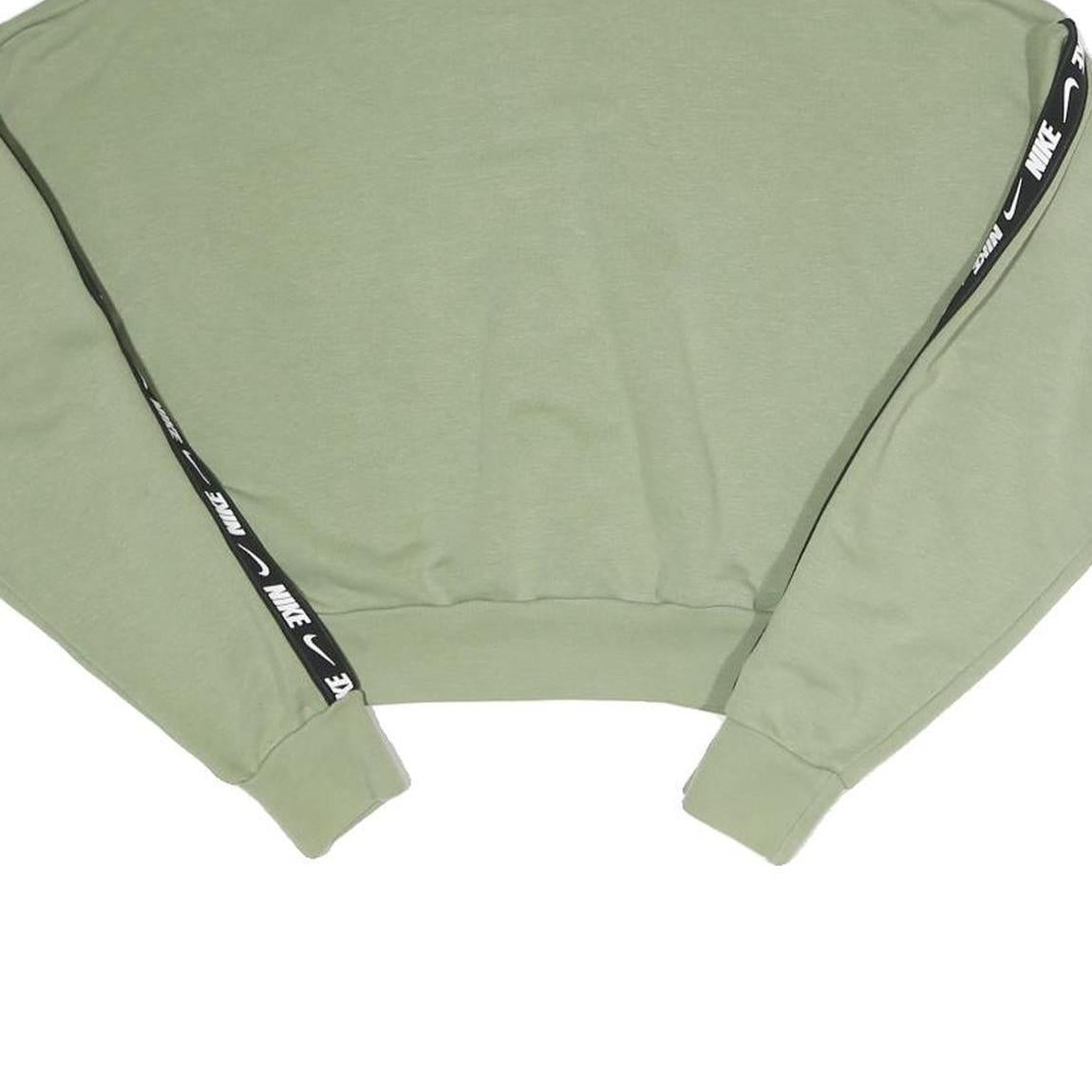 NIKE Womens Green Half Zip XS Crop Sweatshirt Cotton Blend Sportswear