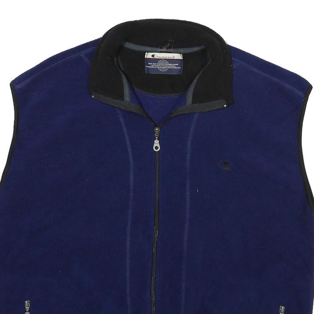 CHAMPION Mens Blue Black Zip Jacket L Polyester Blend Plain Casual Lightweight