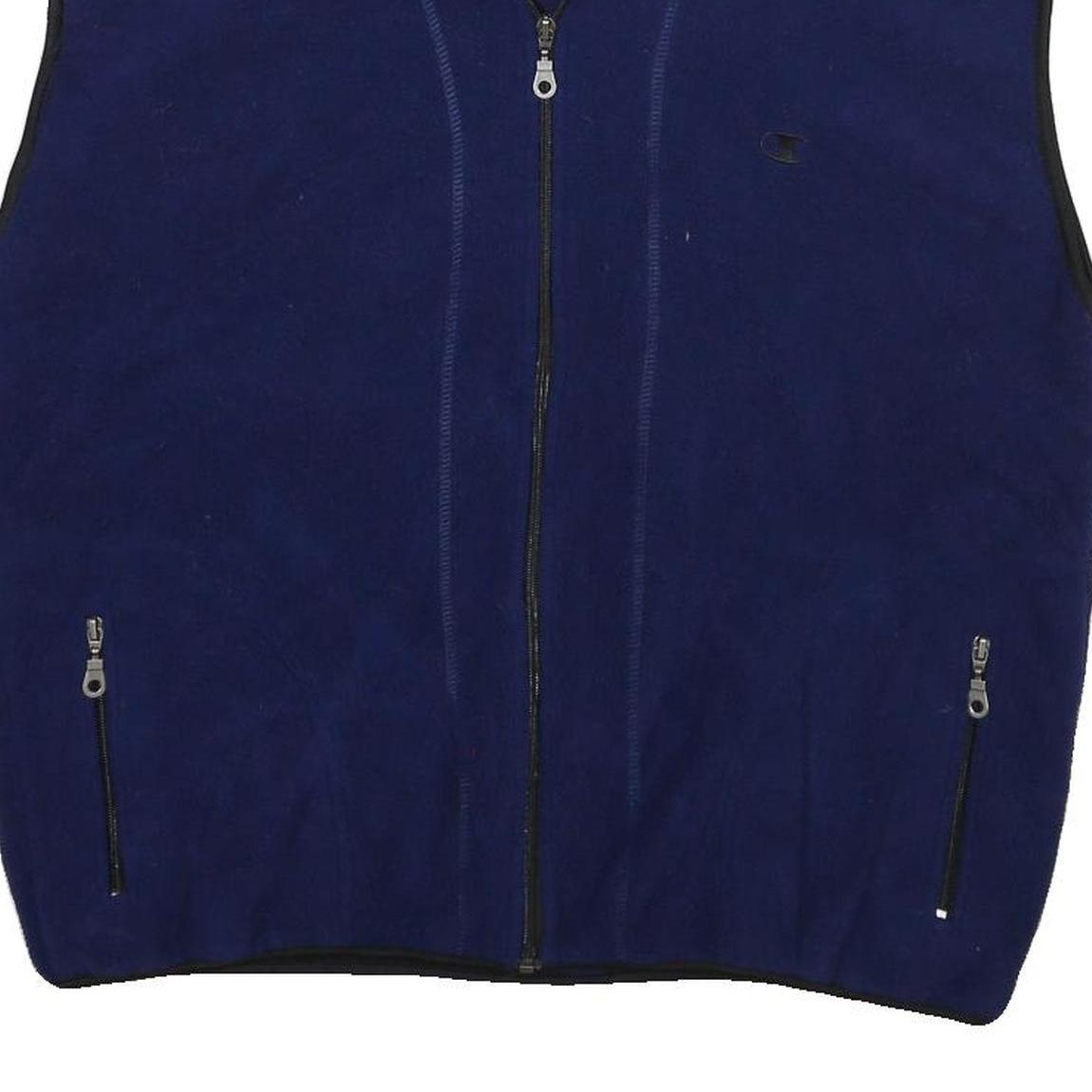 CHAMPION Mens Blue Black Zip Jacket L Polyester Blend Plain Casual Lightweight