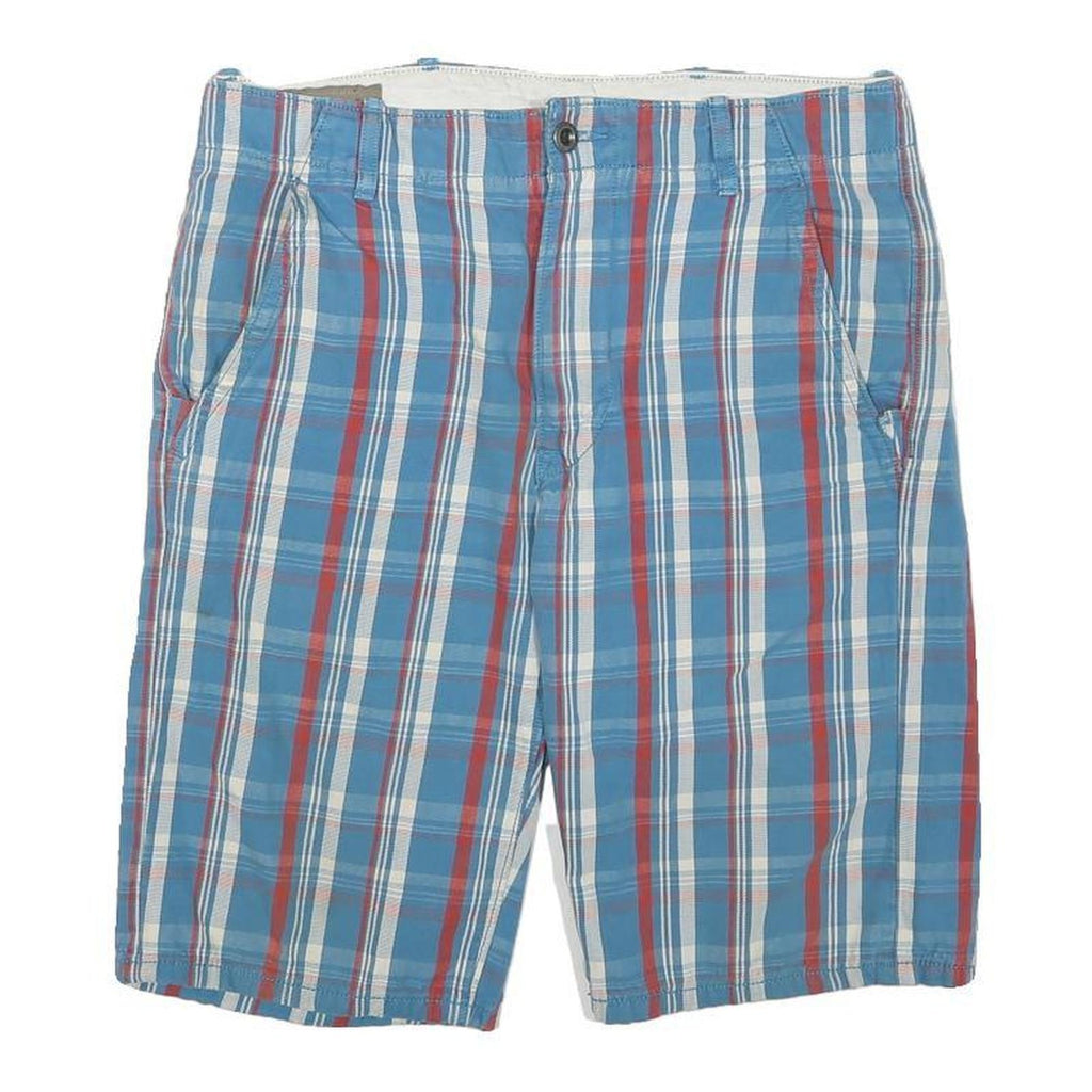 LEVI'S Mens Shorts Blue Red & White Checked Casual L W30 Comfortable Cotton