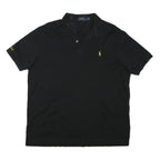 POLO RALPH LAUREN Mens Black & Yellow Short Sleeve Plain L Cotton Blend Polo