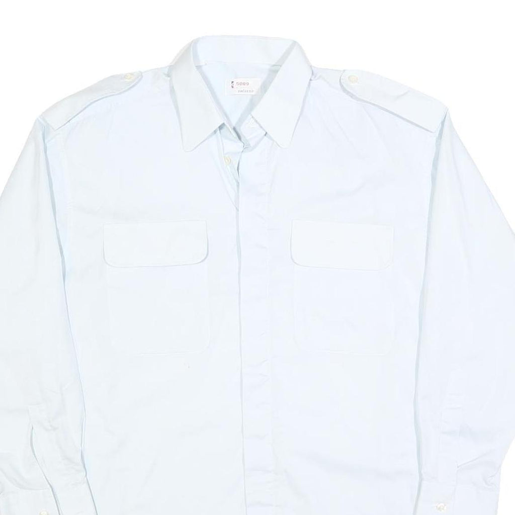 SWISS AIR Mens White Shirt L Long Sleeve Cotton Blend Workwear
