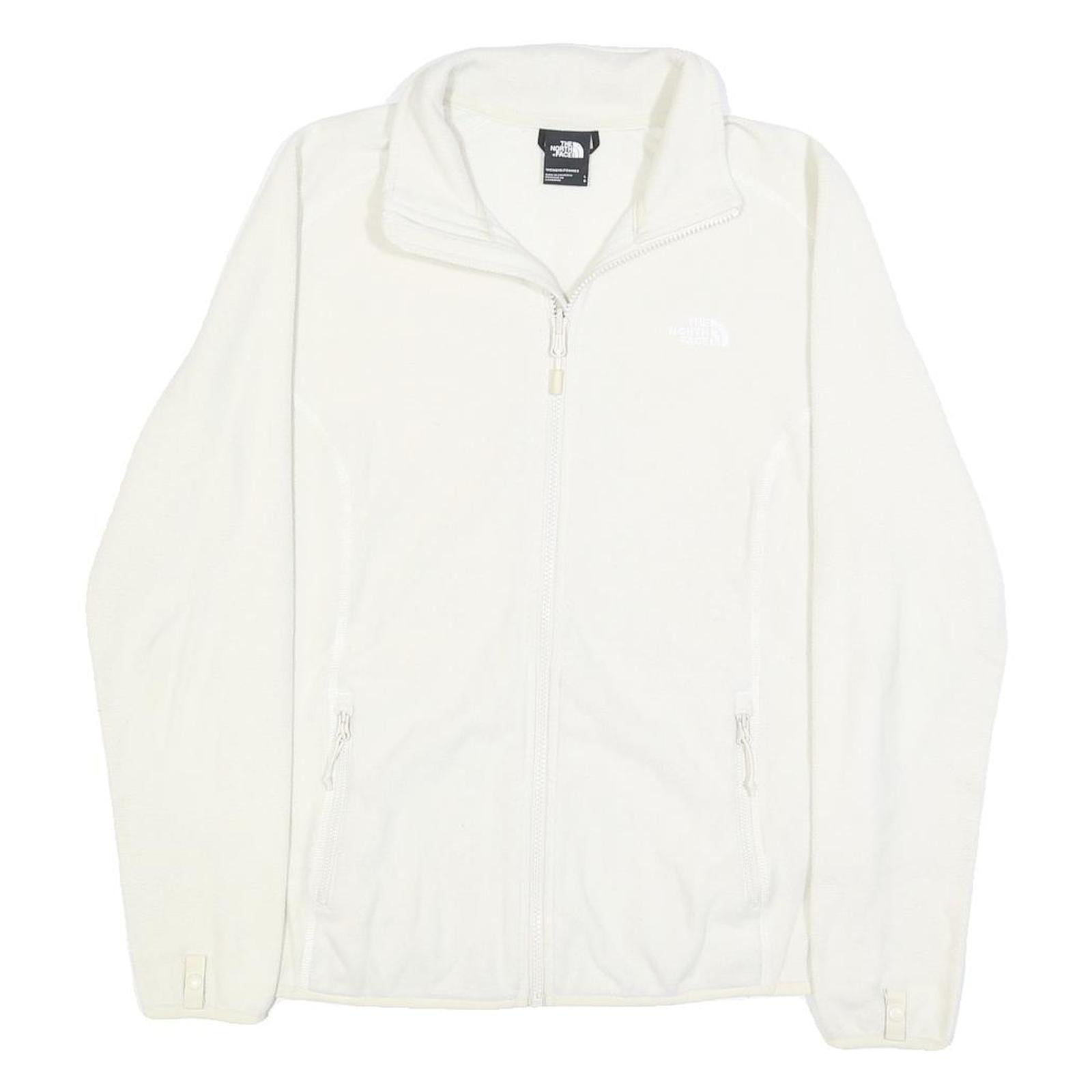 THE NORTH FACE Womens White Jacket L Polyester Zip Plain Warm Lightweight